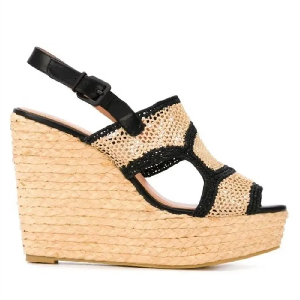 Robert Clergerie Drastic Natural Black Wedge 10 NW - Picture 3 of 8